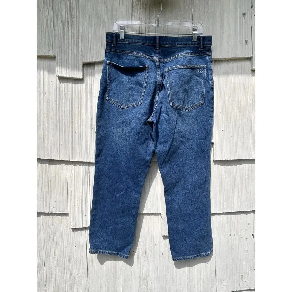 Tory Burch Cropped Jeans Mid-Rise‎ Stretch Medium Wash Denim Size 30